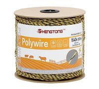 HENGTONG Electric Fence Poly Wire 1640ft 500m, 6 x 0.18mm Stainless Steel Conductors, Portable Electric Fence Polywire for Livestock, Yellow and Black Fence Wire