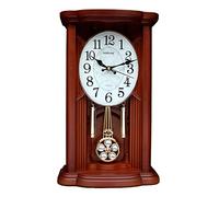 HengTracy Rustic Shelf Clock Vintage chiming Mantel Clocks, Antique Pendulum Clock/Wall Clock, with Swinging Pendulum, Fireplace Clock for Living Room, Kitchen, Office & Shelf Décor (Color : Brown)