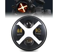 HENGTUAUTO 7 Inch LED X Headlight White/Amber Compatible with Street Glide, Softail Heritage, Road King, Electra Glide