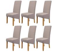 Hengweiuk Chair Covers, Stretch Dining Chair Covers Removable High Back Chair Protective Washable Dining Cover Slipcover for Dining Room Kitchen Wedding Banquet Party Decoration (Camel, 6 PCS/Packet)