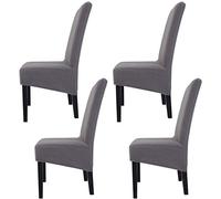 Hengweiuk Chair Covers, Stretch Dining Chair Covers Removable High Back Chair Protective WashableCover Slipcover for Dining Room Kitchen Wedding Banquet Party Decoration (Silver Gray, 4 PCS/Packet)