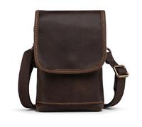 Hengwin Belt Bag Men Genuine Leather Waist Bag Men Cell Phone Pouch with Belt Loop for iPhone 16 ProMax 16 Plus, iPhone 15, 15Plus Samsung Galaxy S24 S23 Ultra S24+ Cell Phone Shoulder Bag (Coffee)