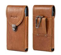 Hengwin Belt Phone Holder for Men, Mobile Phone Belt Pouch for iPhone 17 Pro Max 16 15 14 13 12 11 Pro Max, for Samsung S25 S24 S23 S22 Ultra S25+ Phone Case, Genuine Leather Holster with Clip