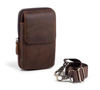 Hengwin Cross Body Bag Genuine Leather for iPhone 16 Pro Max/16 Plus, Passport Holder Travel Wallet Small iPhone 15 14 13 12 11 XS Max, 8 7 6S Plus, Samsung Galaxy S25 S24 S23 S22 S21 Ultra (Coffee)