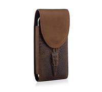 Hengwin Genuine Leather Cell Phone Holster Belt Holder Belt Clip Pouch Case Fit for iPhone 16 Plus 15 Pro Max 14 Plus 13 Pro Max 12 Pro Max Samsung Galaxy S24+ S23+ S22 Ultra A55 A15 A54 (Retro Brown)