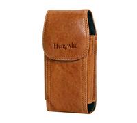 Hengwin Genuine Leather Cell Phone Holster Case with Belt Clip Fit for iPhone 16 Pro Max 15 Pro Max 14 Pro Max 13 Pro Max Samsung Galaxy S25 Ultra S24 Ultra Belt Holder Phone Pouch for Belt (Brown)