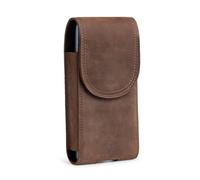 Hengwin Genuine Leather Cell Phone Holster Fits for iPhone 17 16 15 14 13 Pro Samsung Galaxy S25 S24 S23 Magnetic Closure Smartphone Holder Case with Belt Clip Phone Pouch (Retro Brown)