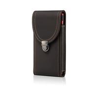 Hengwin Genuine Leather Cell Phone Holster for Belt, Belt Pouch Phone Holder Fit for iPhone 16 Pro Max 15 Pro Max 14 Pro Max Samsung Galaxy S25 Eege S25 Ultra S24+ Belt Case with Belt Clip (Black)