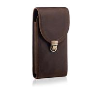 Hengwin Genuine Leather Cell Phone Holster for Belt Men, Belt Pouch Fit for iPhone 17 Pro Max 16/15/14/13 Pro Max Samsung Galaxy S25 Edge S24 Ultra Phone Holder Belt Case with Belt Clip (Coffee)