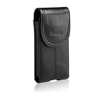 Hengwin Genuine Leather Men's Phone Holster Cell Phone Belt Bag for Samsung Galaxy S25 S24 S23 S22 Ultra for iPhone 16 Plus 16ProMax 15Pro Max 15Plus 14 13 12Pro Max Belt Bag Waist Bag (Black)