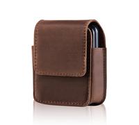 Hengwin Genuine Leather Phone Holster Fit for Samsung Galaxy Z Flip 7 6 5 4 3 Motorola Razr 50 60 Ultra Razr+ 2025/2024 Magnetic Cell Phone Pouch Belt Case with Belt Clip Card Holder (Coffee)