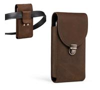 Hengwin Genuine Leather Vertical Cell Phone Holster fits for iPhone 15 14 13 12 11 Pro Belt Case with Belt Clip Phone Pouch Belt Holder (Retro Brown)