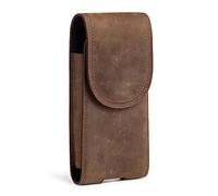 Hengwin Men’s Work Belt Clip Holder, Genuine Leather Mobile Phone Holster for iPhone 17 Pro Max 15 Plus 16 15 14 13 12 11 Pro Max Phone Case, Small Travel Money Card Carrier