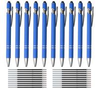 Hengxinc 10 pcs Ballpoint Pens Retractable Multipack with Stylus Tip, 2 in 1 Durable Pens with 20 pcs Refills, Ergonomic Black Ink Pens Set, Funny Pens for Work Colleagues Women Men Office Gift