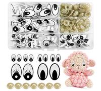Hengxinc 100 pcs Oval Safety Eyes for Crochet Toys, Black Plastic Large Crochet Eyes Safety Eyes for Toy Making with Eyelashes Amigurumi Eyes Craft Eyes Doll Eyes for Soft Toys