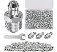 Hengxinc 100Pcs Grease Nipples Assorted, M8 Hydraulic GreaseFittings,Standard Grease Fitting Cap 180 Degree Straight Type, for Automotive, Machinery,with Transparent Storage Box