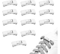 Hengxinc 12 Pcs Buckle Shoe Laces, White Buckle Shoelaces Closure, Quick Closure Lacesbuckle, Shoelace Fastener for Sneakers Casual Shoes