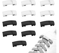 Hengxinc 12 Pcs Magnetic Shoe Laces, Magnetic Shoelaces Closure Kids Quick Closure Laces, Clips for Shoe Laces, Shoe Lace Clip, Trainer Lace Clips for Sneakers Casual Shoes (Black＆White)