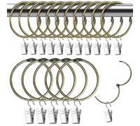 Hengxinc 15 PCS Curtain Rings with Clips 50 mm Curtain Clip Ring metal Curtain Rings stainless steel Curtain Hooks for Home Window Rod Decoration