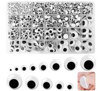 Hengxinc 1970Pcs Wiggle Googly Eyes Self Adhesive, 4-20mm 8 Sizes Round Large Googly Eyes for Crafting, Stick On Eyes Sticky Wobbly Eyes for Soft Doll Making Plush Crochet DIY Scrapbooking Crafts