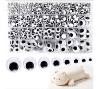 Hengxinc 1970Pcs Wiggle Googly Eyes Self Adhesive, 8 Sizes Large Googly Eyes,4mm 6mm 8mm 10 mm 12mm 15mm 18mm 20mm, Crafting Sticky Wobbly Eyes for Soft Doll, Plush Crochet,DIY, Scrapbooking, Crafts