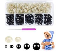 Hengxinc 220PCS Safety Eyes for Crochet Toys Black Crochet Eyes 5-12mm Teddy Bear Eyes Plastic Eyes for Crochet Toys with Washers for Crocheted Animals Doll Puppet Plush Toy