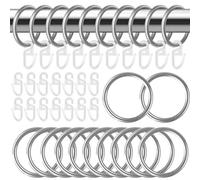 Hengxinc 40 Pcs Silver Curtain Rings with hooks 30 mm, Curtain Clip Ring, 80 Pcs Silent Curtain Hooks, Metal Curtain Rings Stainless Steel, Curtain Hooks for Home Window Rod Decoration