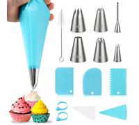 Hengxinc 63 Pcs Piping Bags and Nozzles Set, 6 Pcs Stainless Steel Large Piping Nozzle Icing Bags and Nozzles Set, Icing Piping Kit Piping Tips for Cakes Cupcakes Cookies
