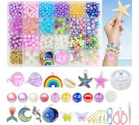Hengxinc 6mm/8mm Round Pearl Beads for Bracelet Making, 969 pcs Round Beads for Jewelry Making, DIY Bracelets Necklaces Craft