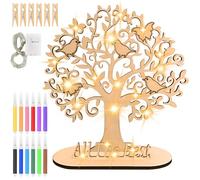 Hengxinc Money Tree Made of Wood with LED Fairy Lights, Wooden Money Tree Gift, Tree of Life Decoration, Money Gifts Birthday, Wooden Money Gift Wedding Personalised for Men, Women and Bridal Couple