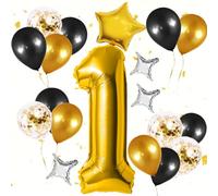 Hengxinc Reusable Gold Number 1 Balloon, 1st birthday Decorations for Girls Boys, 40 Inch Gold Foil Inflating Number Balloons with Decorative Helium Balloon for 1st 11th Party Anniversary Supplies