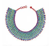 HENGYID Multicolor Beaded Bib Necklace - South African Maasai Style Statement Jewelry for Women - Unique African Choker Necklace Perfect as Sister Gifts, Standard size, Acrylic, No Gemstone