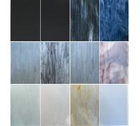 Hengyisha 12 Sheets Stained Glass Sheets Variety Pack, Classic Black White Gray Colors Stained Glass Supplies, 6"X4" Cathedral Glass Mosaic Glass Tiles for Crafts