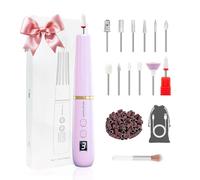 HengYuaoler Electric Nail Drill Machine File Efile Set for Acrylic Gel Nails Portable Nail Drill Machine Kit Rechargeable Pedicure Tools for Hand Feet Manicure Pedicure Tools Polishing Set (Purple)