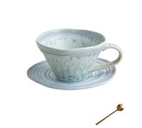 HengYuhating] 350ML Conical Ceramic Mug & Saucer Set Reactive Glaze