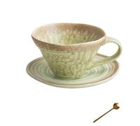 HengYuhating] 350ML Conical Ceramic Mug & Saucer Set Reactive Glaze