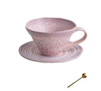 HengYuhating] 350ML Conical Ceramic Mug & Saucer Set Reactive Glaze