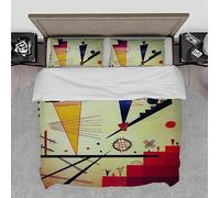 HengYun ART Cheerful Structure by Wassily Kandinsky Duvet Cover Yellow Retro Bedding Set Aesthetics Decor Rural Farmhouse 3PCS with Hidden Zipper Super king