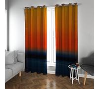 HengYun ART Dark Color Blackout Curtains Orange and Blue Thermal Insulated Room Darkening Curtains Retro Boho Soundproof Curtains for Living Room W66 x L54 in 2 Panels
