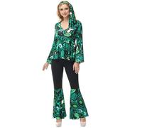 Hengzhifeng Disco Party Outfit Women 70s Halloween Hippie Costumes (X-Small, Black Green)
