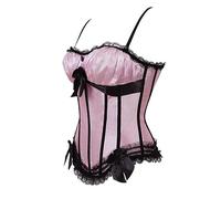 Hengzhifeng Goth Padded Burlesque Bustier Corset Tops for Women (UK 4-6,Pink)