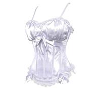 Hengzhifeng Goth Padded Burlesque Bustier Corset Tops for Women (UK 6-8,White)
