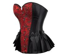 Hengzhifeng Gothic Brocade Women Boned Corset Bustier Top 7XL Black Red