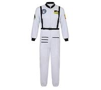 Hengzhifeng Men's Astronaut Costume Adult Spaceman Dress Up Party Coverall Space Cosplay Jumpsuit (Small, white)