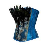 Hengzhifeng Punk Corset Women Peacock Role-Playing Party Bustier S Blue