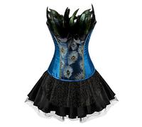 Hengzhifeng Punk Peacock Bustiers Corset with Skirt Women M Blue Black