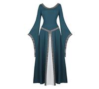 Hengzhifeng Renaissance Costume Women Medieval Dress Queen Gown Retro Role Play Dress Up (Medium, Dark Green)