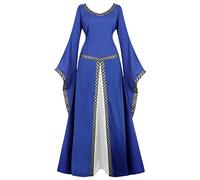 Hengzhifeng Renaissance Costume Women Medieval Dress Queen Gown Retro Role Play Dress Up (XX-Large, Blue)