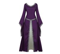 Hengzhifeng Renaissance Costume Women Medieval Dress Queen Gown Retro Role Play Dress Up (XX-Large, Purple)