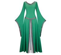 Hengzhifeng Renaissance Costume Women Medieval Fancy Dress Queen Gown Retro Role Play Dress Up (X-Large, Green)